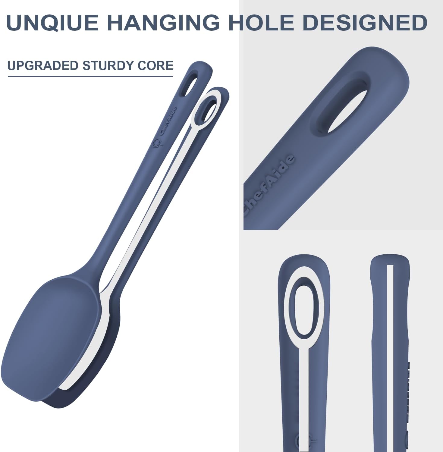 ChefAide 5 Pieces Silicone Spatula Set, Food Grade Rubber Spatula, Upgrade Strong Handle with Ergonomic Grip