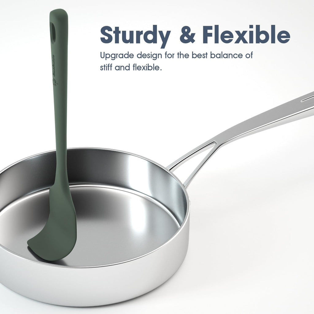 ChefAide 5 Pieces Silicone Spatula Set, Food Grade Rubber Spatula, Upgrade Strong Handle with Ergonomic Grip