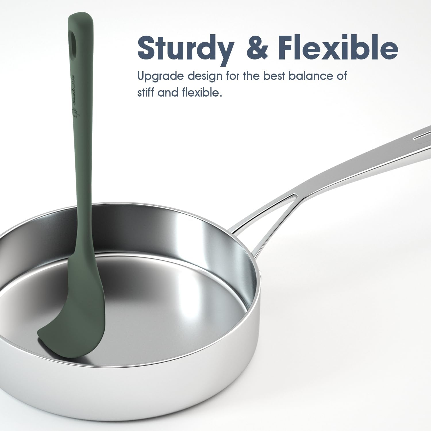 ChefAide 5 Pieces Silicone Spatula Set, Food Grade Rubber Spatula, Upgrade Strong Handle with Ergonomic Grip