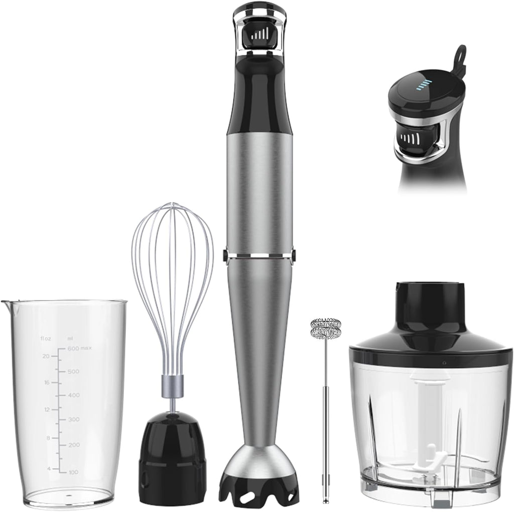 Turelar Immersion Blender Handheld Corded Hand Blenders Set 1100W, Trigger Variable Speed 5 in 1 Stick Emulsifier with Chopper