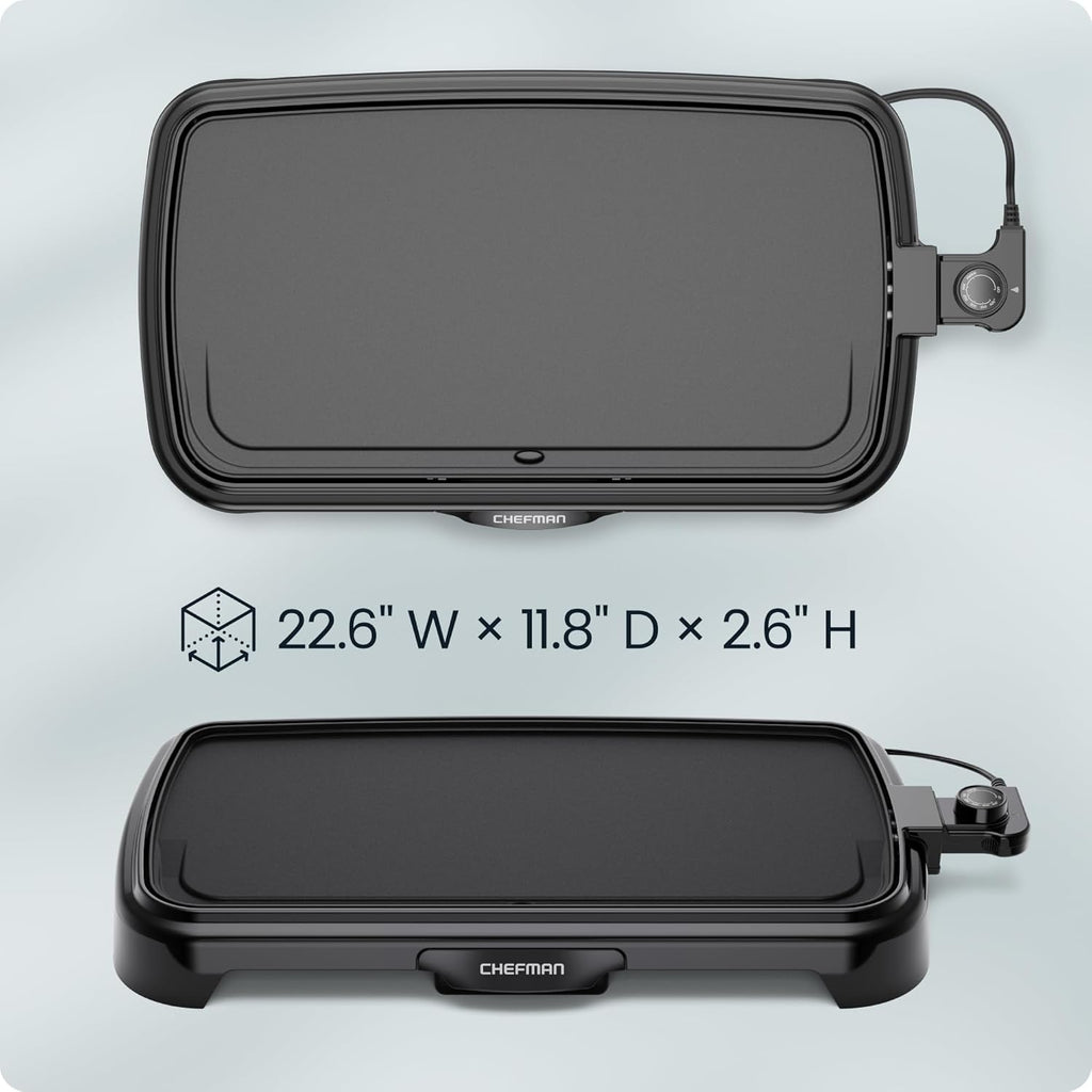 Chefman XL Electric Griddle with Removable Temperature Control, Immersible Flat Top Grill, Burger, Eggs, Pancake Griddle