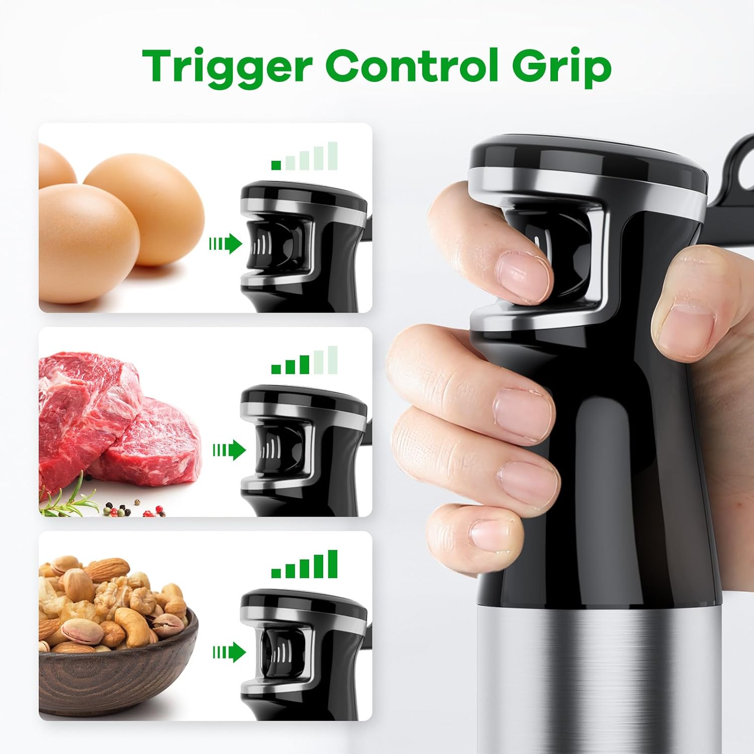 Turelar Immersion Blender Handheld Corded Hand Blenders Set 1100W, Trigger Variable Speed 5 in 1 Stick Emulsifier with Chopper