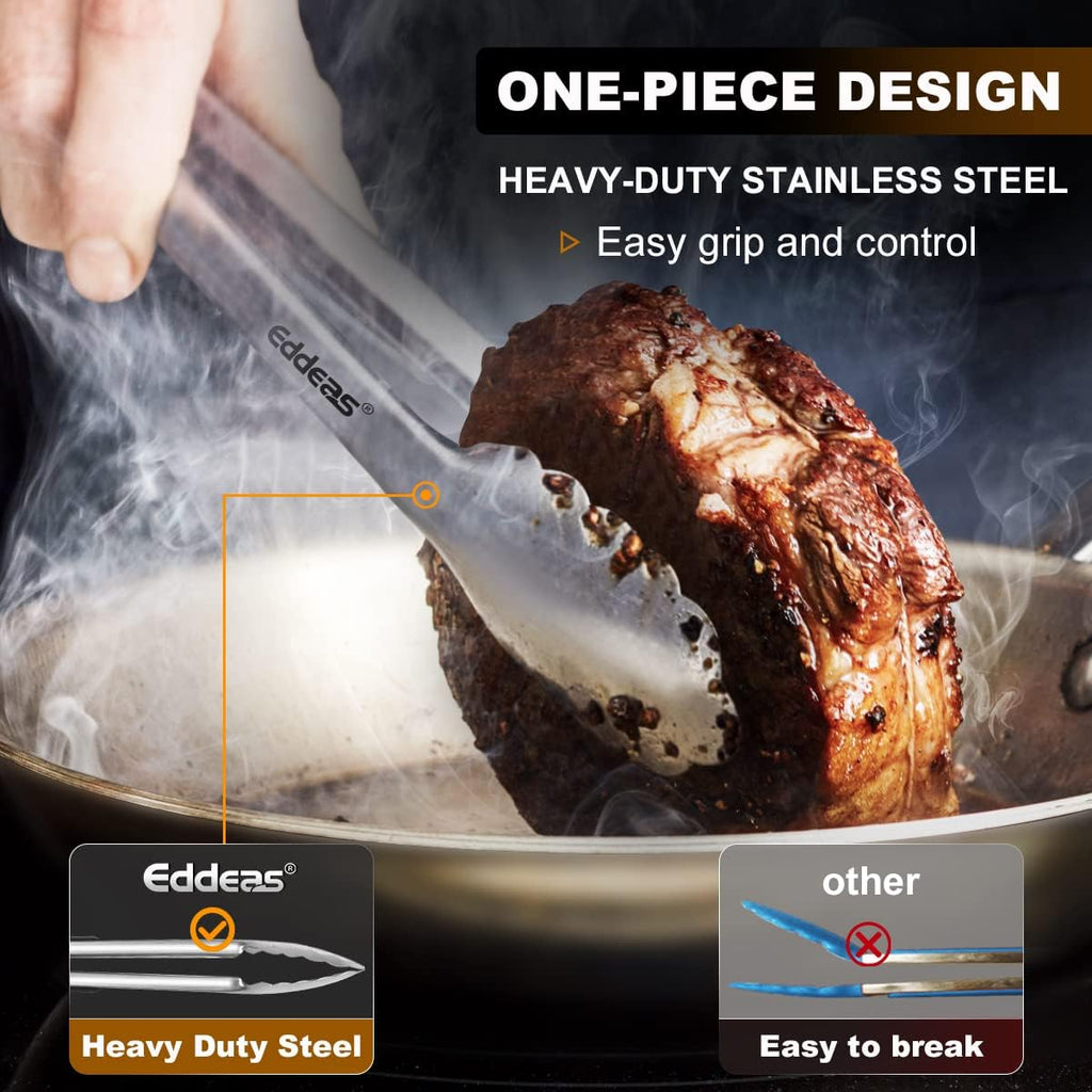 Tongs For Cooking - Heat Resistant 600 Degrees Stainless Steel Kitchen Tong