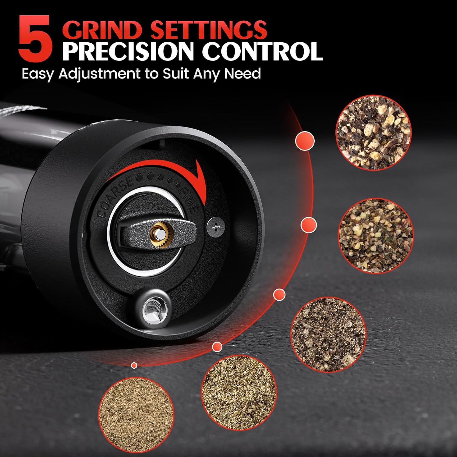 Electric Salt and Pepper Grinder Set Automatic Battery Pepper Mill Shakers Adjustable Coarseness Upgraded Larger Capacity with Led Home